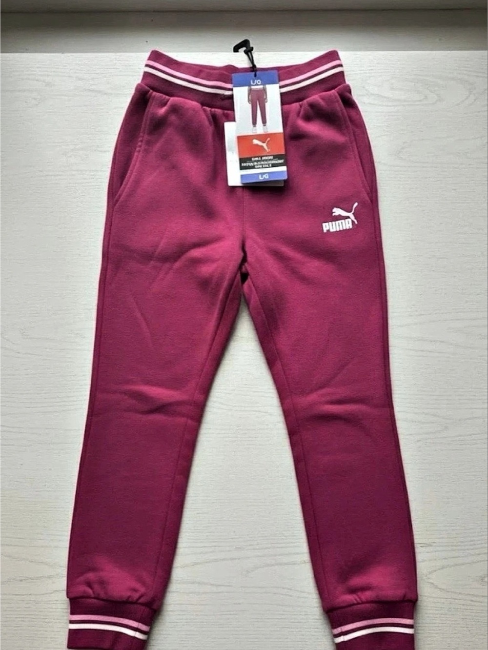 PUMA Girls Fleece Jogger Pink Girls Large (12)